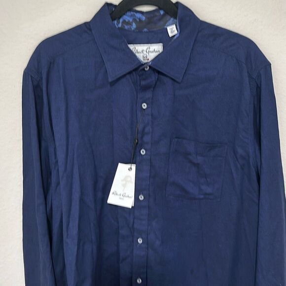 NWT Robert Graham Mens Deep Blue Classic Fit Button Down Shirt Size XL - Picture 2 of 9